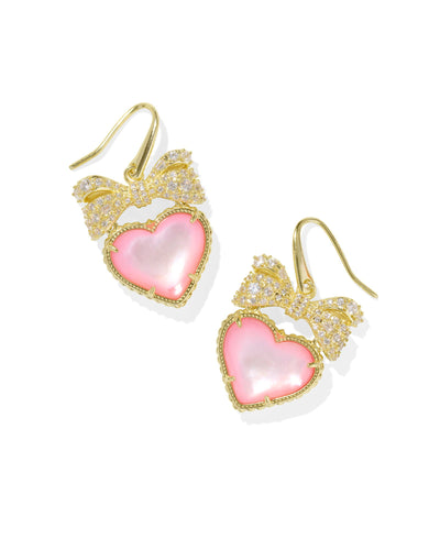 Kendra Scott Haisley Heart Gold Drop Earrings in Blush Ivory Mother of Pearl