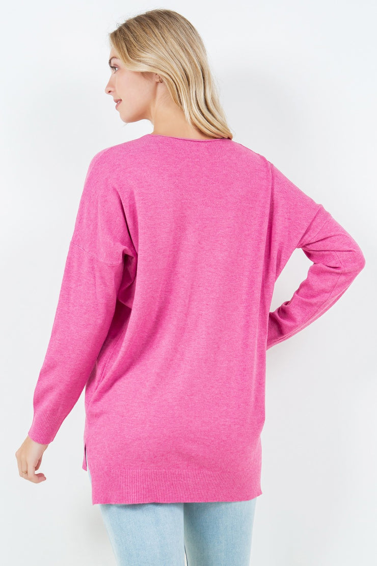 Perfect Sweater - Heathered Hot Pink