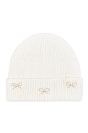 Pearl Bow Cuffed Beanie