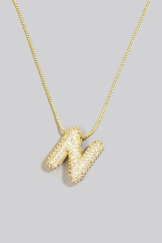 Pave Bubble Initial Necklace