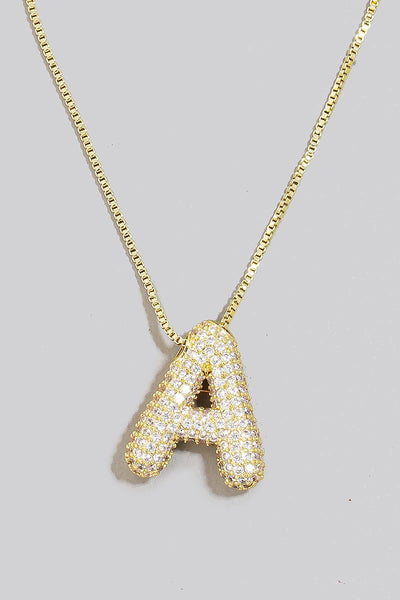 Pave Bubble Initial Necklace