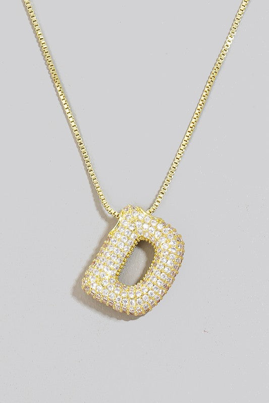 Pave Bubble Initial Necklace