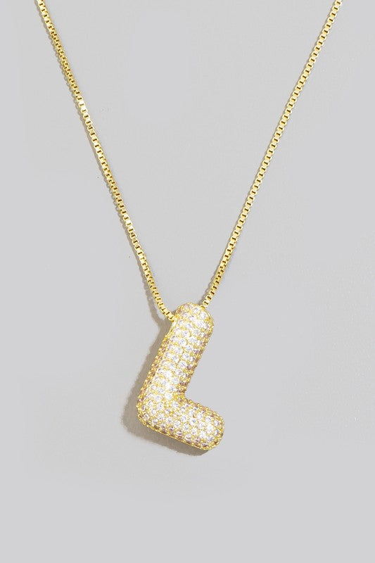 Pave Bubble Initial Necklace