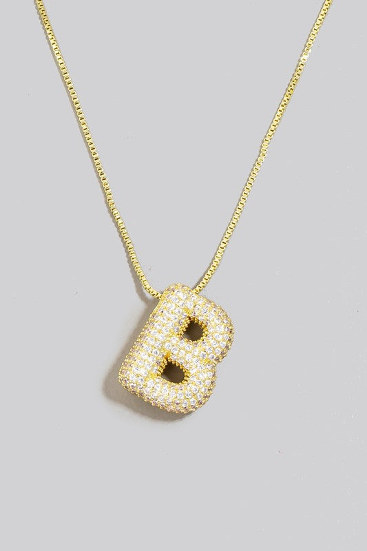 Pave Bubble Initial Necklace