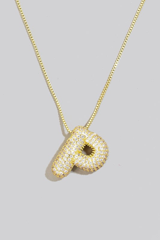 Pave Bubble Initial Necklace