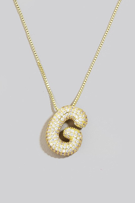 Pave Bubble Initial Necklace