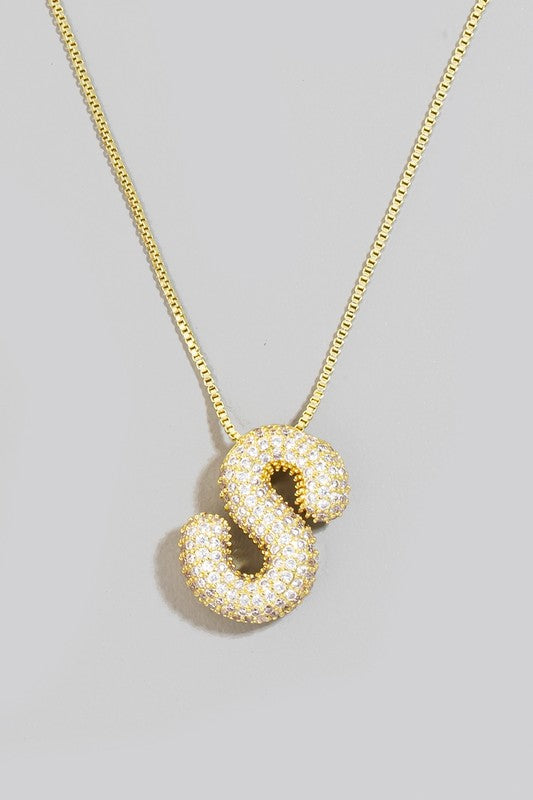 Pave Bubble Initial Necklace