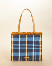 Spartina 449 Fringe Box Tote Kalalanta Plaid Navy