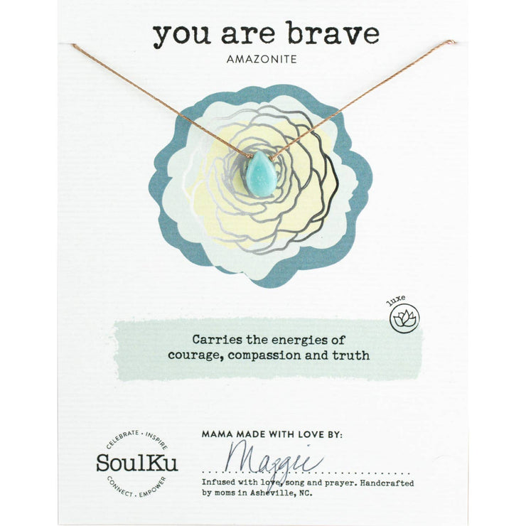 Soulku Luxe Amazonite Necklace for You are Brave