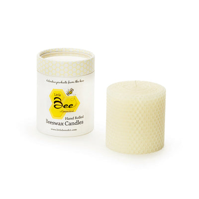 Little Bee of CT 3 x 3 Inch Hand Rolled Beeswax Pillar Candle