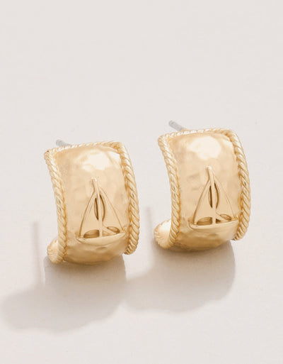 Spartina 449 Set Sail Hoop Earrings 14mm Gold