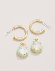 Spartina 449 Clara Drop Hoop Earrings White Opal