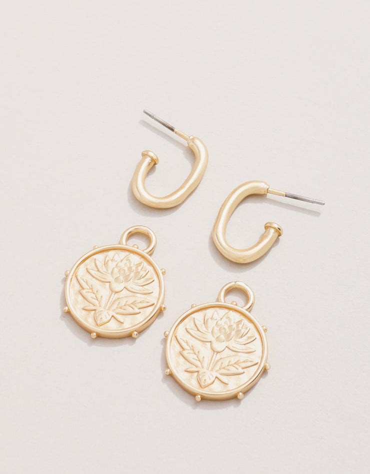 Spartina 449 Lotus Drop Hoop Earrings Gold