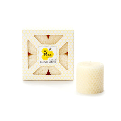 Little Bee of CT Hand Rolled Beeswax Votives – 4 Pack