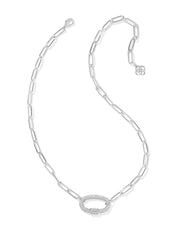 Kendra Scott  Emery Silver Link and Chain Necklace in White Crystal