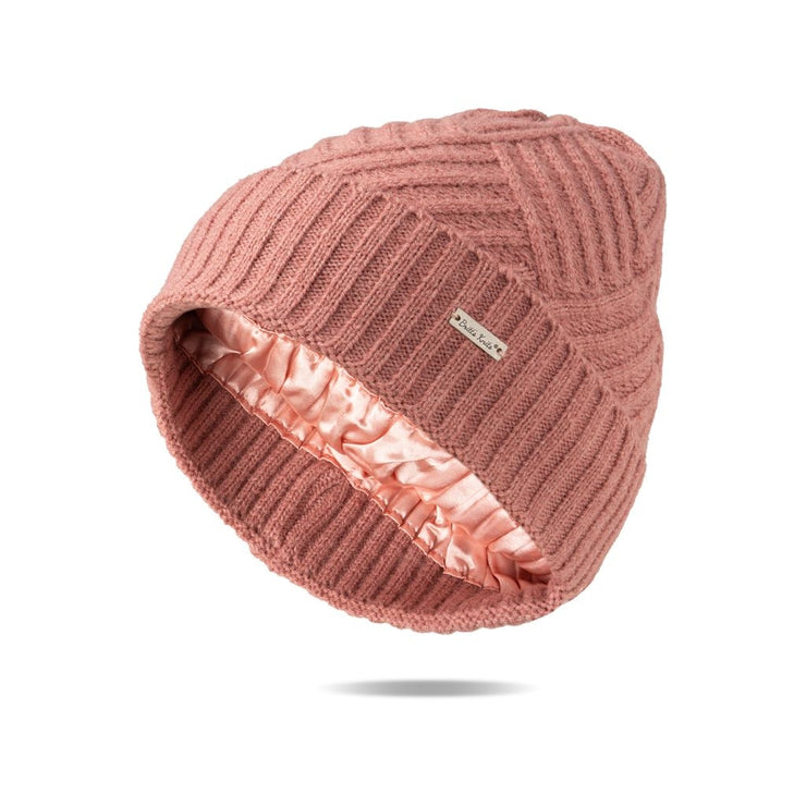 Diamond Knit Satin Lined Beanie