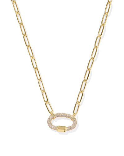 Kendra Scott Emery Gold Link and Chain Necklace in White Crystal