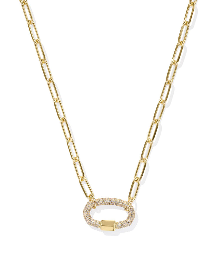 Kendra Scott Emery Gold Link and Chain Necklace in White Crystal