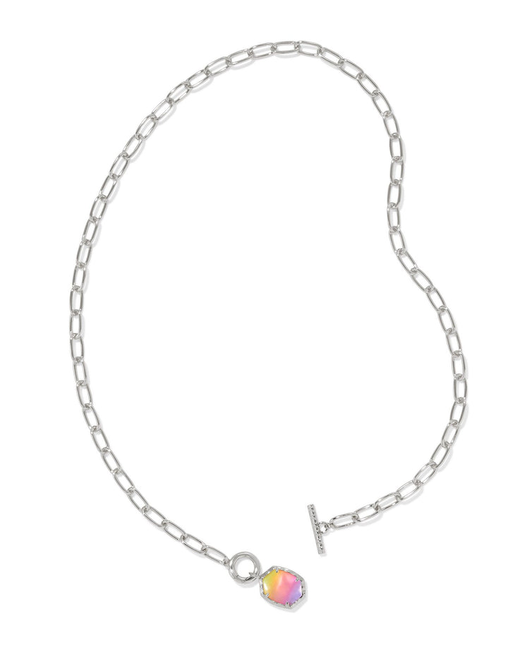 Kendra Scott Daphne Silver Link and Chain Necklace in Sunrise Watercolor Illusion