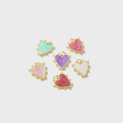 Color Studded Heart Charm