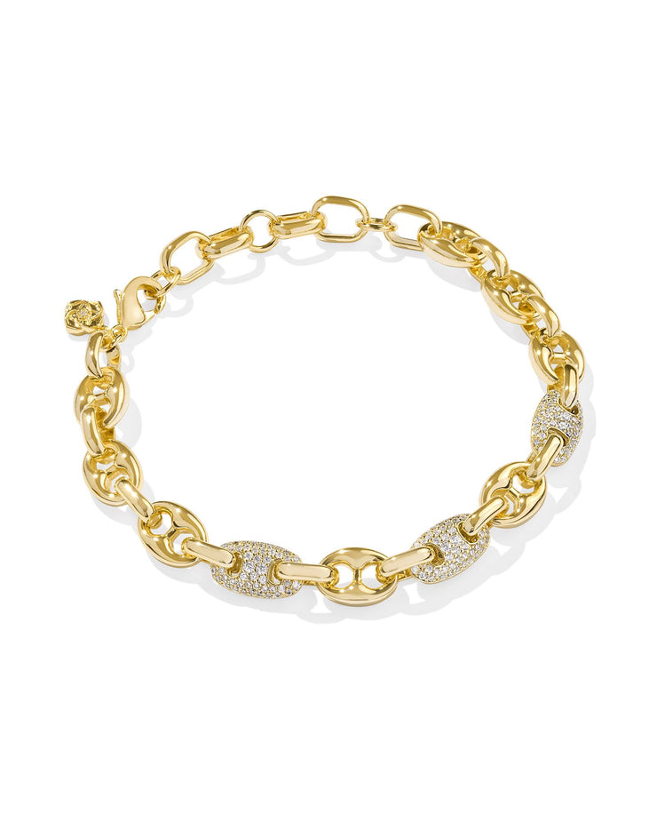 Kendra Scott Bailey Gold Pave Chain Bracelet in White Crystal