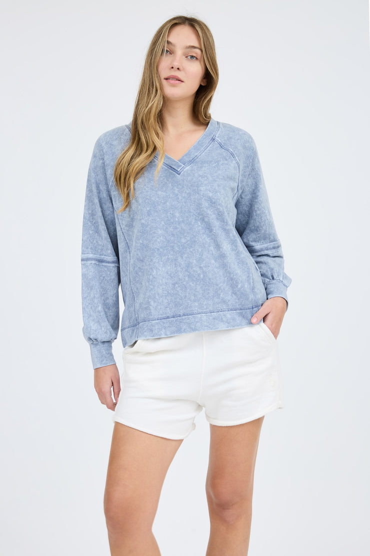 Washed Indigo Knit Top