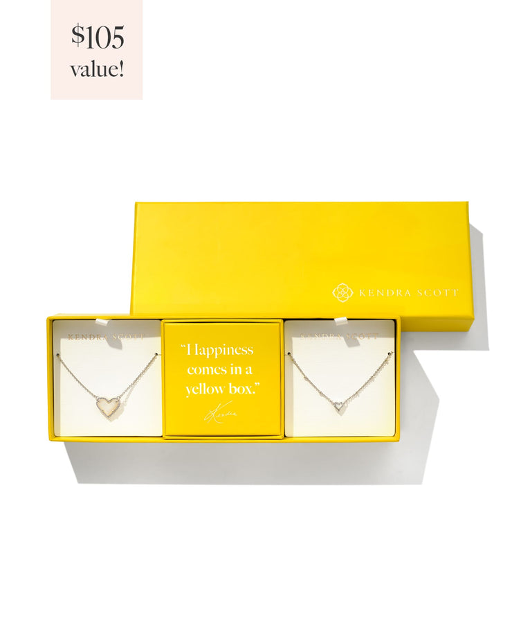 Kendra Scott Ari Heart Silver Gift Set of 2 in Ivory Mother of Pearl