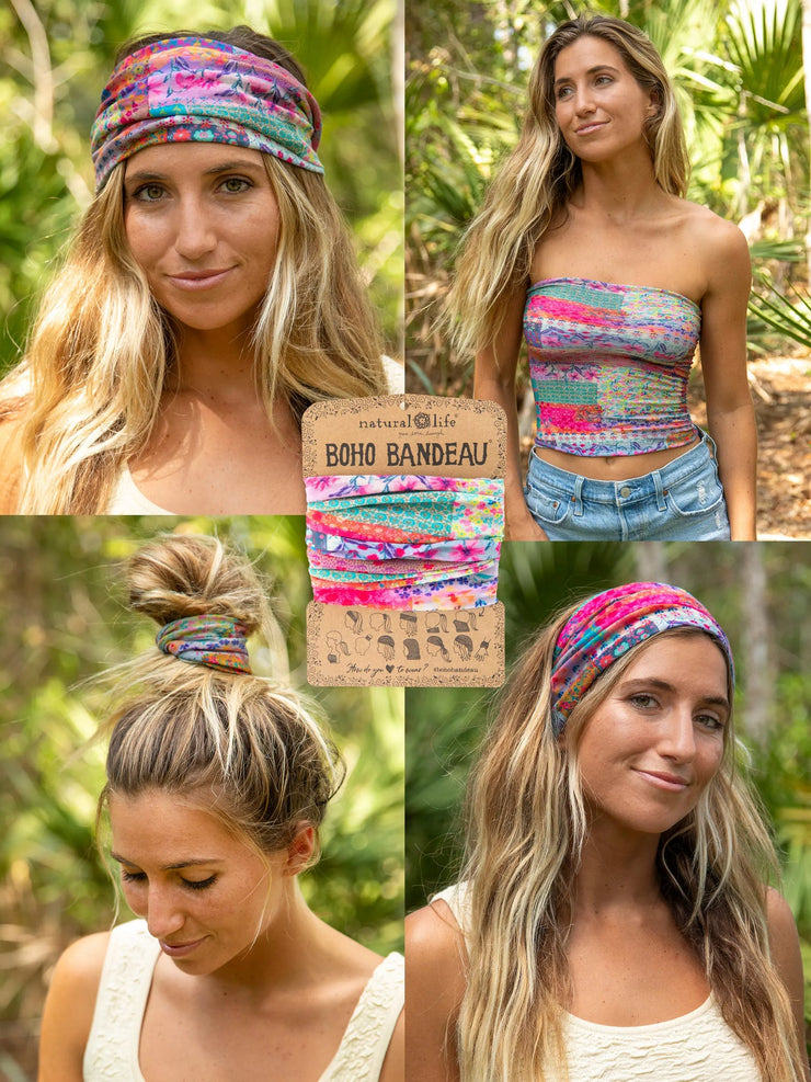 Natural Life Pink Watercolor Patchwork Boho Bandeau