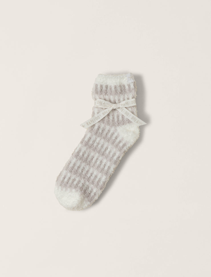 Barefoot Dreams CozyChic Heathered Pearl Geometric  Tennis Socks