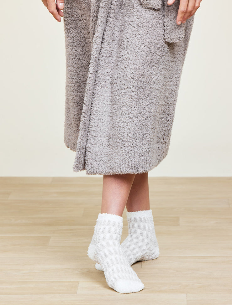 Barefoot Dreams CozyChic Heathered Pearl Geometric  Tennis Socks