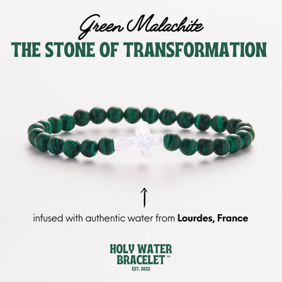 Holy Water Mens Cross Bracelet - Malachite