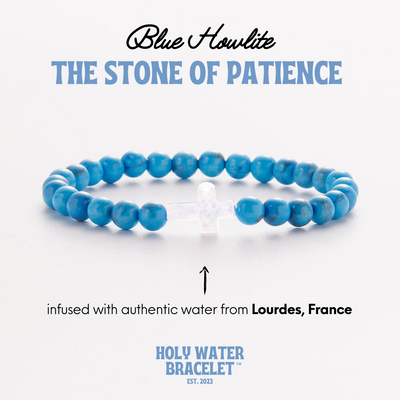 Holy Water Mens Cross Bracelet - Blue Howlite
