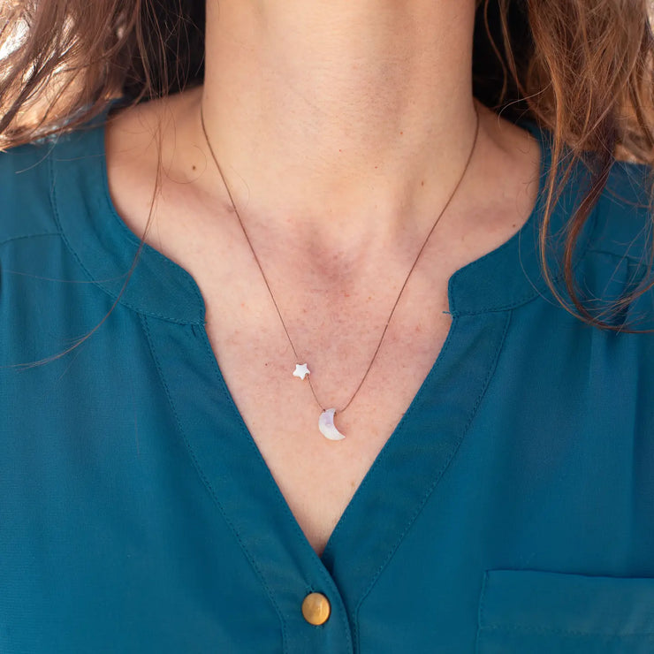 Soulku I Love You to the Moon and Back Moonstone Necklace