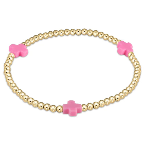 Enewton Signature Cross 3mm Bright Pink Gold Bracelet