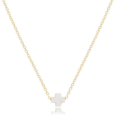 Enewton Signature Small Gold Cross Necklace Off-white