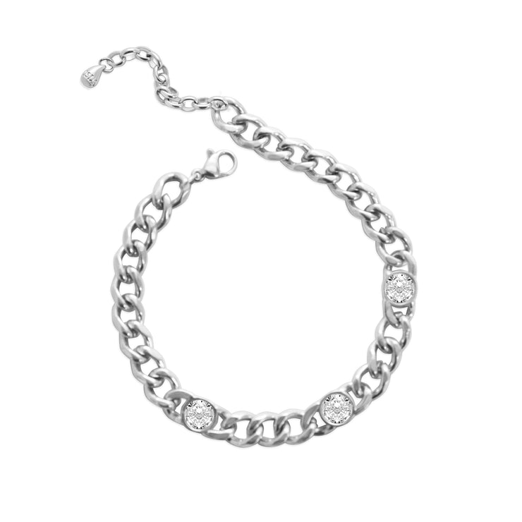 Waterproof Cuban Crystal Luxe Silver Bracelet