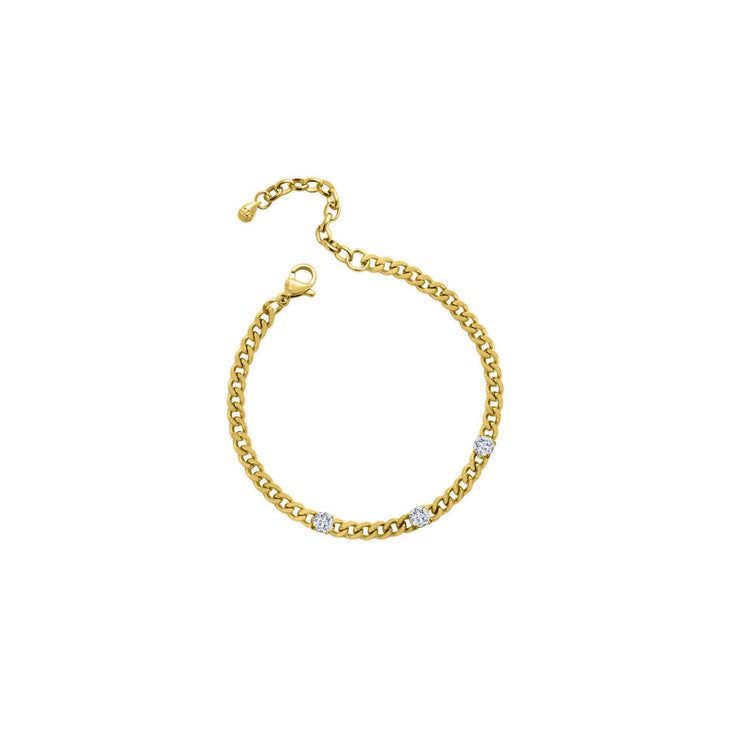 Isla Waterproof Gold Round CZ Cuban Link Bracelet