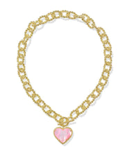 Kendra Scott Haisley Heart Gold Statement Necklace in Blush Ivory Mother of Pearl