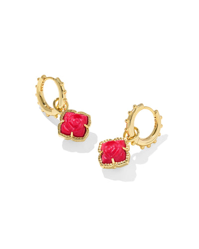 Kendra Scott Mallory Rose Gold Huggie Earrings in Red Mother of Pearl