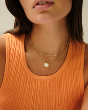 Kendra Scott Pumpkin Gold Necklace in Ivory Mother of Pearl