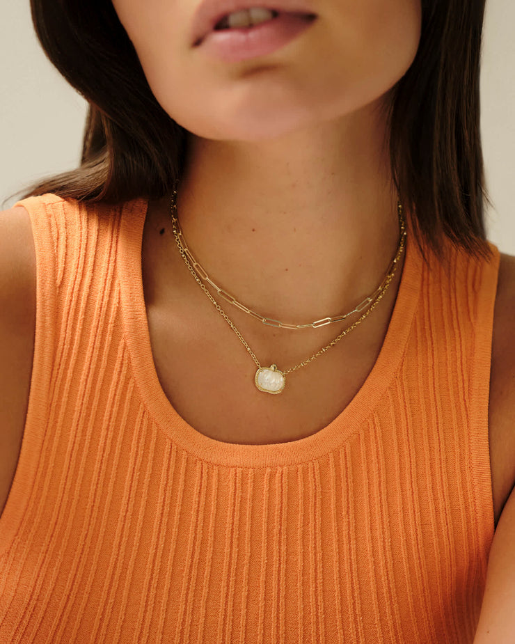 Kendra Scott Pumpkin Gold Necklace in Ivory Mother of Pearl