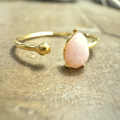 Open Gem Stud Ring - Pink Quartz