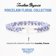 Holy Water Porcelain Floral Bead Cross Bracelet