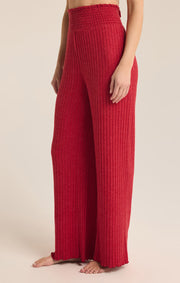 Dawn Smocked Rib Pant in Haute Red