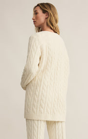 Cate Cable Knit Cardigan in Sea Salt