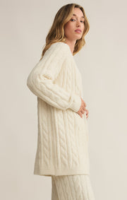 Cate Cable Knit Cardigan in Sea Salt