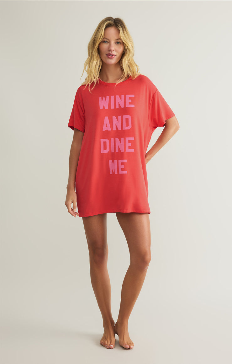 Wine & Dine Night Shirt in Hot Stuff