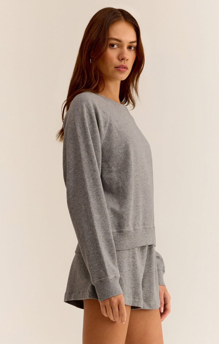 Saldana French Terry Top - Classic Grey