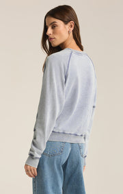 Saldana Knit Denim Top - Washed Indigo