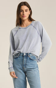 Saldana Knit Denim Top - Washed Indigo